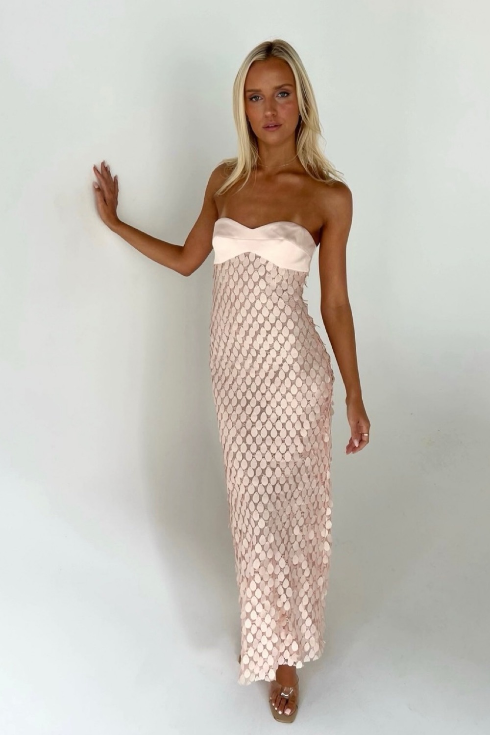 open lace back dress Blush Pink Mermaid Cheap Simple Elegant Wedding Party Long Bridesmaid –  Wish Gown