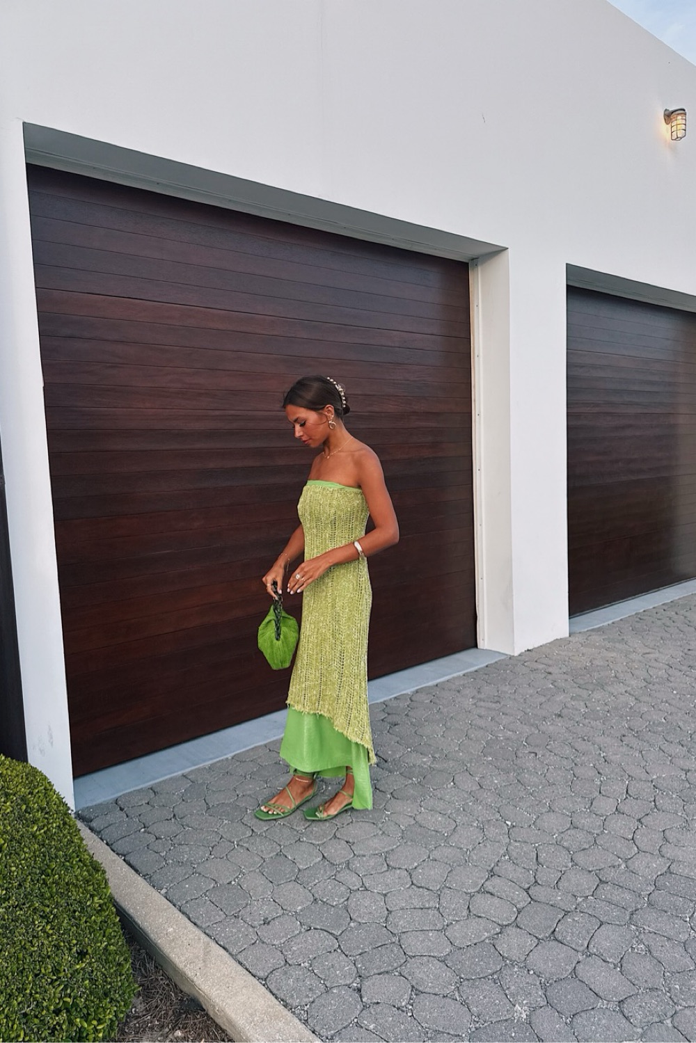 laagam green dress LAAGAM fortuna knit dress by Laagam